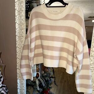 Moon & Madison • Oversized Striped Knit Semi Cropped Sweater